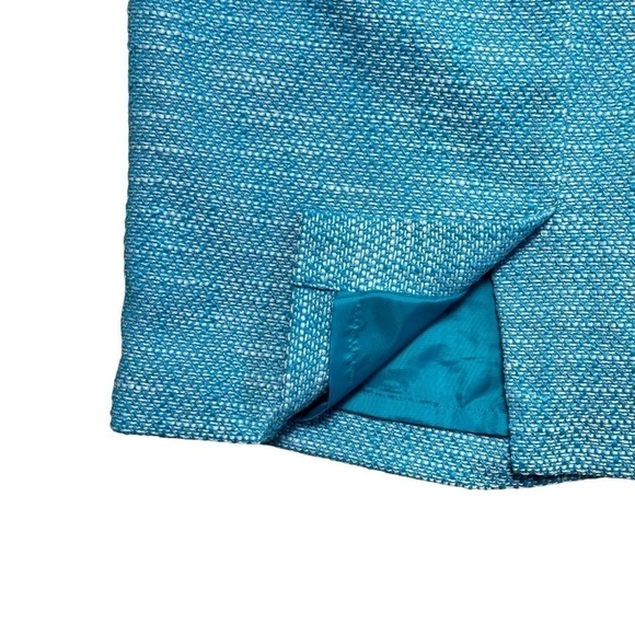 Talbots Blue Turquoise & White Texturized Tweed Pencil Skirt US 4P - Picture 8 of 9